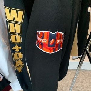 Drew Brees Super Bowl NFL jacket and sweatshirt.